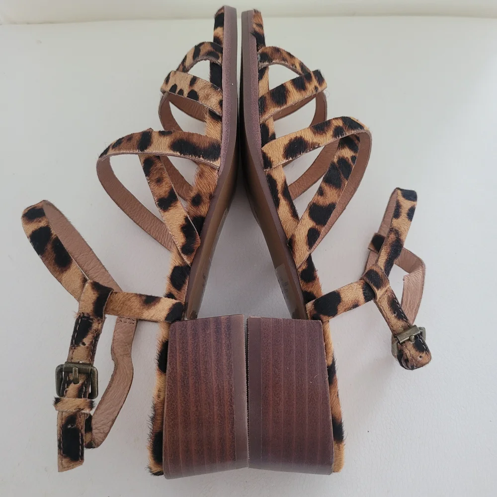 Madewell The Lori Sandal in Leopard Calf Hair Size 6 NEW AH730 - Picture 9 of 15